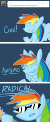 Size: 650x1590 | Tagged: safe, artist:ashtastic, rainbow dash, g4, ask, female, rainbow dash replies, solo, sunglasses, tumblr