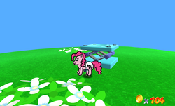 Size: 1680x1015 | Tagged: safe, pinkie pie, g4, diaper, fan game, female, game, non-baby in diaper, poofy diaper, solo, super crinkle pony adventure 64, super mario 64