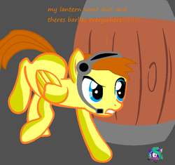 Size: 711x669 | Tagged: safe, artist:rhiathebat1, pony, barrel, misspelling, pewdiepie, ponified, solo