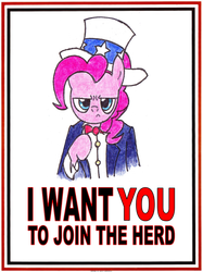 Size: 1067x1423 | Tagged: safe, artist:staticwave12, pinkie pie, g4, female, poster, solo, traditional art, uncle sam