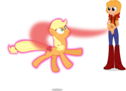 Size: 6183x4500 | Tagged: safe, artist:ambassad0r, applejack, megan williams, pony, equestria girls, g1, g4, absurd resolution, boots, cutie mark theft, equestria girls-ified, evil megan, g1 to equestria girls, g1 to g4, generation leap, high heel boots, magic, shoes, simple background, transparent background, vector