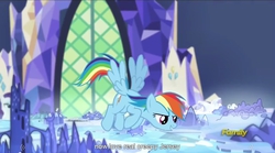 Size: 1279x713 | Tagged: safe, screencap, rainbow dash, g4, the cutie map, meme, youtube caption