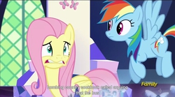 Size: 1281x713 | Tagged: safe, screencap, fluttershy, rainbow dash, g4, the cutie map, meme, youtube caption