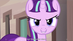 Size: 1279x713 | Tagged: safe, screencap, starlight glimmer, g4, the cutie map, meme, s5 starlight, youtube caption