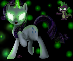 Size: 4829x4000 | Tagged: dead source, safe, artist:houghtaling6, rarity, spike, g4, inspiration manifestation, corrupted, glowing eyes, inspirarity, possessed