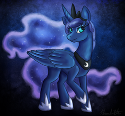 Size: 1333x1241 | Tagged: safe, artist:theleatherdragoni, princess luna, alicorn, pony, g4, alternate hairstyle, female, solo