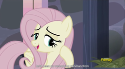 Size: 1281x711 | Tagged: safe, screencap, fluttershy, g4, the cutie map, meme, youtube caption
