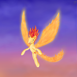 Size: 1024x1024 | Tagged: safe, artist:akernis, sunset shimmer, pony, g4, fiery wings, sunset phoenix