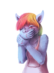 Size: 3691x5000 | Tagged: safe, artist:sharpieboss, rainbow dash, anthro, g4, crying, female, solo