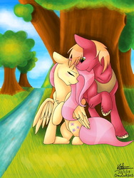 Size: 1000x1333 | Tagged: safe, artist:duskanddashie, big macintosh, fluttershy, earth pony, pony, g4, male, ship:fluttermac, shipping, stallion, straight