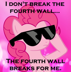 Size: 993x1000 | Tagged: safe, pinkie pie, g4, sunglasses, text