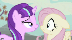 Size: 610x343 | Tagged: safe, artist:superedit, edit, edited screencap, screencap, fluttershy, starlight glimmer, pegasus, pony, unicorn, g4, season 5, the cutie map, animated, bedroom eyes, blushing, duo, eye contact, eyes closed, female, floppy ears, frown, kiss edit, kiss on the lips, kissing, lesbian, mare, nose wrinkle, s5 starlight, ship:glimmershy, shipping, stupid sexy fluttershy, stupid sexy starlight glimmer, surprise kiss, the great and powerful superedit, wide eyes