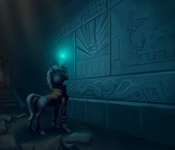 Size: 814x700 | Tagged: safe, artist:adeptus-monitus, trixie, human, pony, unicorn, g4, bas-relief, catacomb, temple