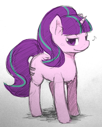 Size: 400x500 | Tagged: artist needed, safe, starlight glimmer, pony, unicorn, g4, the cutie map, cute, female, glimmerbetes, mare, music notes, smiling, solo