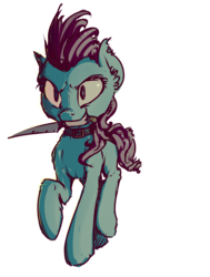 Size: 2685x3555 | Tagged: safe, artist:inlucidreverie, oc, oc only, earth pony, pony, fallout equestria, high res, knife, raider, solo