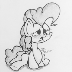 Size: 1280x1280 | Tagged: safe, artist:pelate, pinkie pie, g4, the cutie map, female, monochrome, solo, traditional art