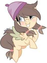 Size: 356x479 | Tagged: dead source, safe, artist:suzuii, oc, oc only, pegasus, pony, beanie, hat, solo