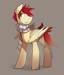 Size: 1280x1493 | Tagged: safe, artist:glacierponi, care package, special delivery, pegasus, pony, g4, clothes, male, scarf, solo, stallion