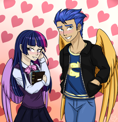 Size: 3200x3300 | Tagged: safe, artist:nothingspecialx9, flash sentry, twilight sparkle, human, equestria girls, g4, bishie sentry, duo, female, high res, humanized, male, ship:flashlight, shipping, straight, twilight sparkle (alicorn), winged humanization