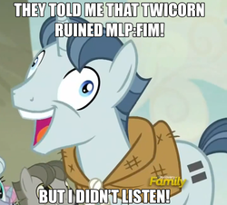 Size: 1083x977 | Tagged: safe, party favor, pony, unicorn, g4, my little pony: friendship is magic, the cutie map, alicorn drama, discovery family logo, drama, exploitable meme, i didn't listen, image macro, male, meme, stallion