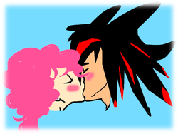 Size: 960x720 | Tagged: safe, artist:kaiamurosesei, pinkie pie, human, g4, crossover, crossover shipping, humanized, kissing, male, shadow the hedgehog, shadowpie, shadpie, sonic the hedgehog, sonic the hedgehog (series)