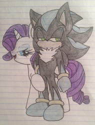 Size: 1554x2046 | Tagged: safe, artist:shadayloronic, rarity, g4, crossover, mephiles the dark, sonic the hedgehog, sonic the hedgehog (series), traditional art