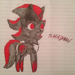 Size: 2448x2448 | Tagged: safe, artist:shadayloronic, pony, chibi, high res, lined paper, male, ponified, shadow the hedgehog, solo, sonic the hedgehog, sonic the hedgehog (series), traditional art