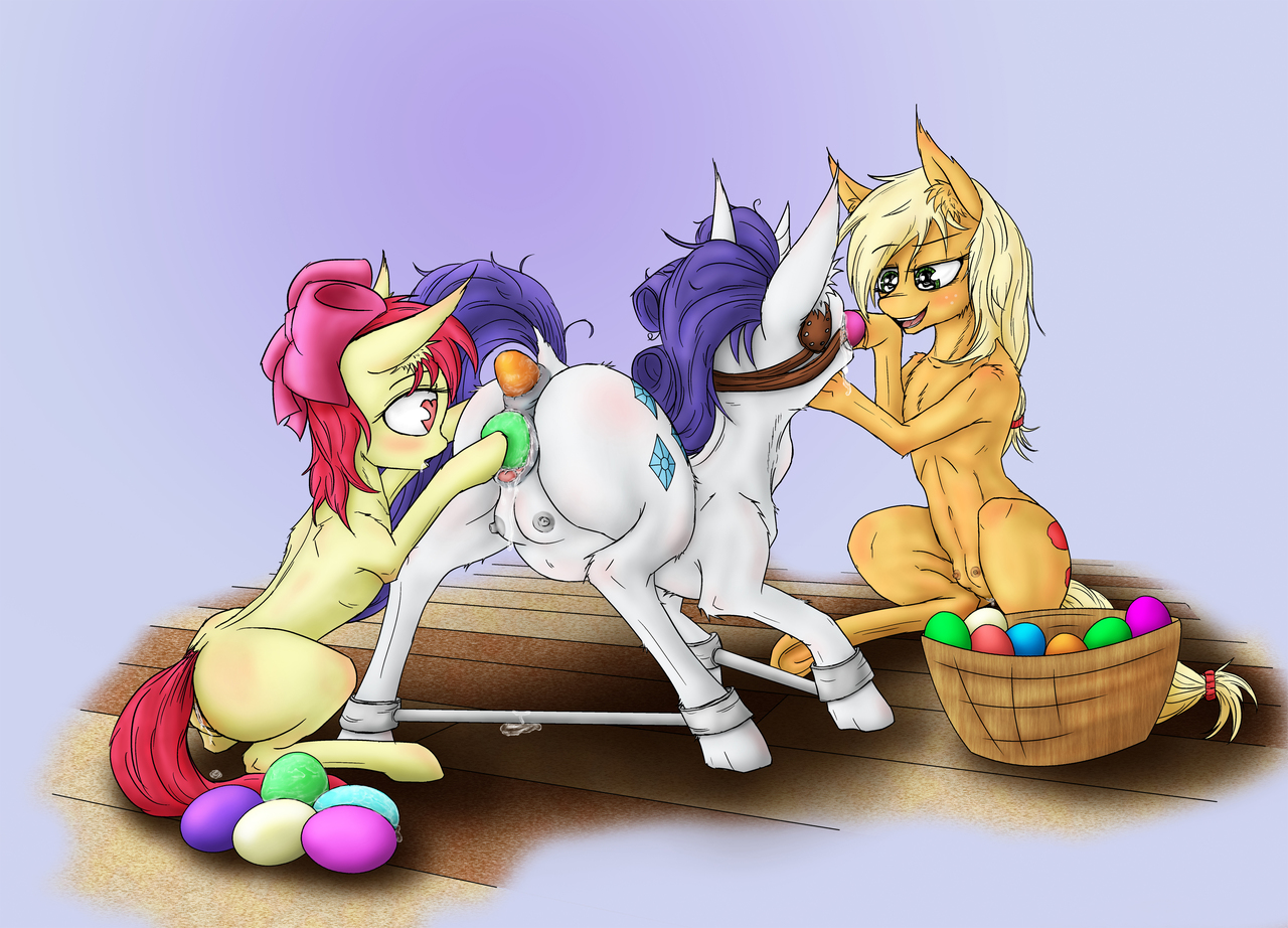 870769 - explicit, artist:alcor, apple bloom, applejack, rarity, earth pon...
