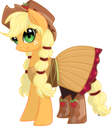 Size: 1183x1345 | Tagged: safe, artist:violentdreamsofmine, applejack, equestria girls, friendship through the ages, g4, my little pony equestria girls: rainbow rocks, alternate hairstyle, clothes, country applejack, dress, female, hat, smiling, solo