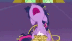 Size: 480x270 | Tagged: safe, screencap, twilight sparkle, alicorn, pony, castle sweet castle, g4, animated, cute, female, floppy ears, food, gif, mare, mawshot, messy mane, nose in the air, open mouth, pancakes, sleeping, snoring, solo, twiabetes, twilight sparkle (alicorn), uvula, volumetric mouth