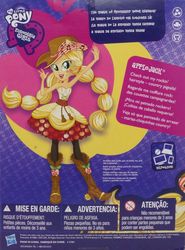 Size: 620x839 | Tagged: safe, applejack, equestria girls, g4, my little pony equestria girls: rainbow rocks, backcard, box art, equestria girls logo, female, pigtails, rockin' hair, solo