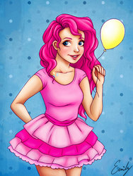 Size: 600x797 | Tagged: safe, artist:emmitz, pinkie pie, human, g4, boobie mark, female, humanized, solo