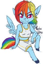 Size: 418x614 | Tagged: safe, artist:clovercoin, rainbow dash, anthro, g4, female, solo