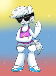 Size: 1046x1416 | Tagged: safe, artist:confetticakez, double diamond, semi-anthro, g4, the cutie map, male, solo, sunglasses