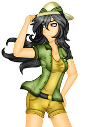 Size: 1200x1800 | Tagged: safe, artist:monnarcha, daring do, human, g4, female, humanized, simple background, solo, white background