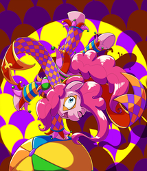 Size: 2000x2338 | Tagged: safe, artist:otakuap, pinkie pie, g4, backbend, female, high res, jester, jester pie, solo