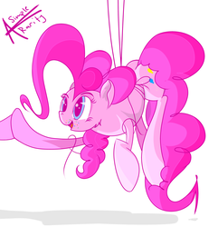 Size: 2650x2750 | Tagged: safe, artist:asimplerarity, pinkie pie, g4, female, high res, hoofbump, self ponidox, simple background, solo, sprinkles, suspended