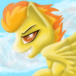 Size: 1388x1388 | Tagged: safe, artist:duskanddashie, spitfire, g4, female, grin, solo