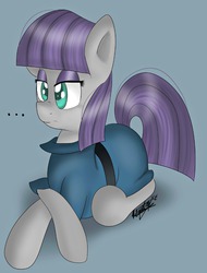 Size: 1846x2426 | Tagged: safe, artist:doodlehorse, maud pie, g4, ..., crossed hooves, cute, female, frown, prone, solo