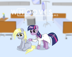 Size: 738x590 | Tagged: safe, artist:v-invidia, derpy hooves, twilight sparkle, pegasus, pony, g4, crossover, female, house m.d., mare