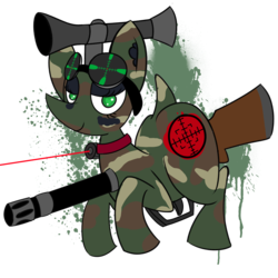 Size: 1000x1000 | Tagged: safe, artist:php10, crosshair, gun, ponified, sniper