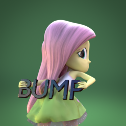 Size: 1000x1000 | Tagged: safe, artist:creatorofpony, fluttershy, equestria girls, g4, /mlp/, 3d, 3d model, armpits, blender, bump, clothes, female, shy, silly, skirt, solo, tank top, teenager, worried