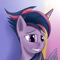 Size: 2000x2000 | Tagged: safe, artist:kerslap, twilight sparkle, alicorn, pony, castle sweet castle, g4, alternate hairstyle, female, high res, mare, punklight sparkle, solo, twilight sparkle (alicorn)