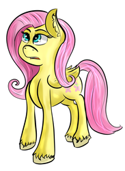 Size: 540x737 | Tagged: safe, artist:varien, fluttershy, pegasus, pony, g4, female, folded wings, looking up, simple background, solo, wings