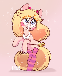 Size: 523x635 | Tagged: safe, artist:kapusha-blr, pony, bipedal, clothes, cute, hips, ponified, smiling, socks, solo, star butterfly, star vs the forces of evil, stockings, striped socks