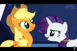 Size: 960x640 | Tagged: safe, screencap, applejack, rarity, castle sweet castle, g4, nose wrinkle, scrunchy face