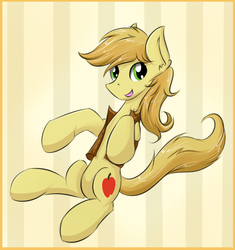 Size: 697x742 | Tagged: safe, artist:wolfypon, braeburn, g4, male, missing accessory, reclining, solo
