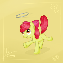 Size: 1000x1000 | Tagged: safe, artist:wolfypon, apple bloom, g4, the cutie pox, female, ring, solo