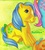 Size: 1221x1371 | Tagged: safe, applejack (g1), bow tie (g1), bubbles (g1), earth pony, pony, g1, official, coat markings, facial markings, sitting, solo focus, star (coat marking)