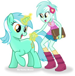 Size: 3006x3020 | Tagged: safe, artist:vector-brony, lyra heartstrings, human, pony, unicorn, equestria girls, g4, clothes, counter-humie, cute, female, hand, high res, human ponidox, humie, in-universe pegasister, lyra doing lyra things, lyra the pegasister, lyrabetes, magic, mare, self paradox, self ponidox, simple background, square crossover, that human sure does love ponies, that human sure loves ponies, that pony sure does love hands, transparent background, vector